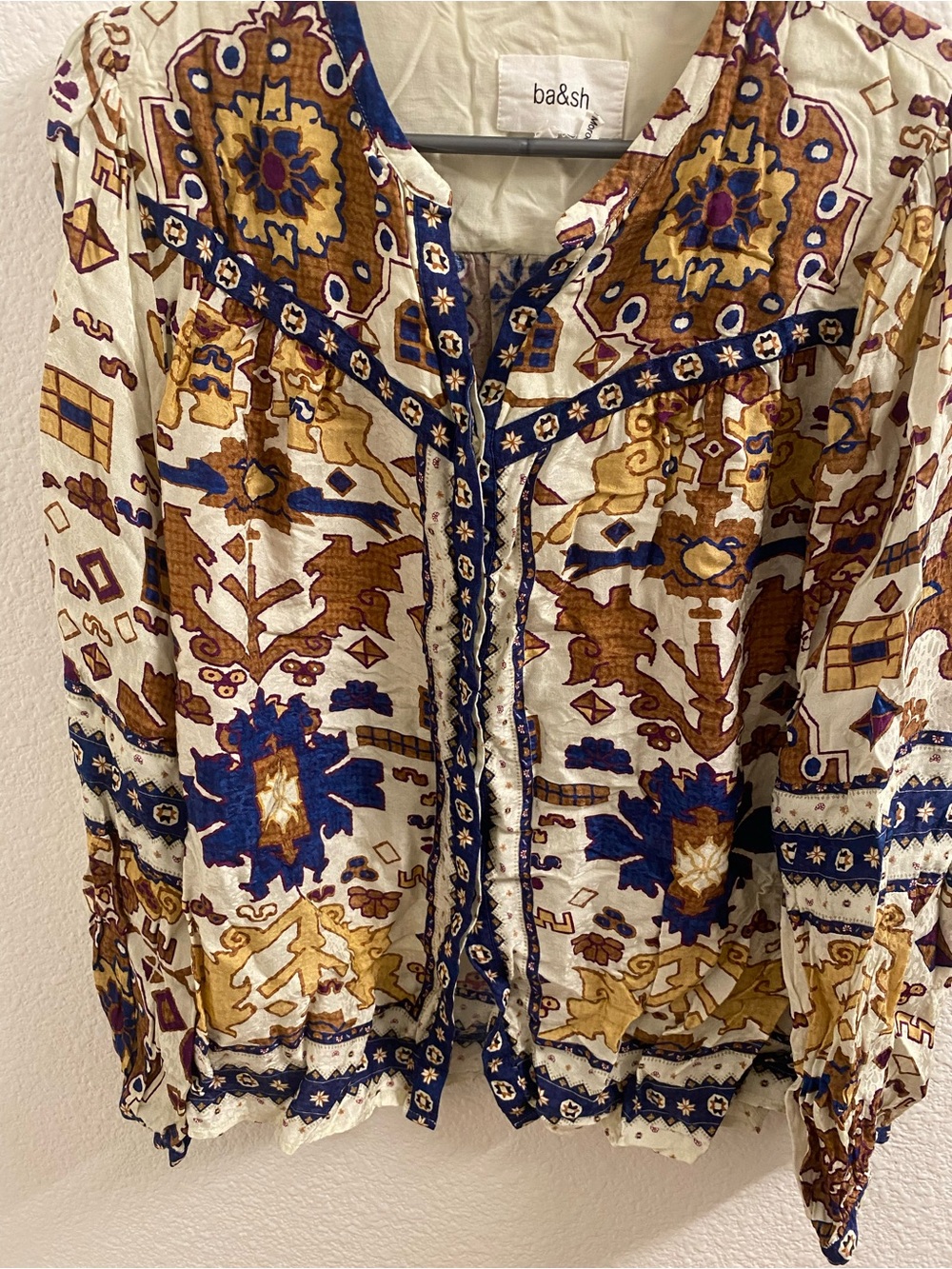 Ba&sh Varone Blouse Deep V Neck button down top size S - Picture 1 of 5